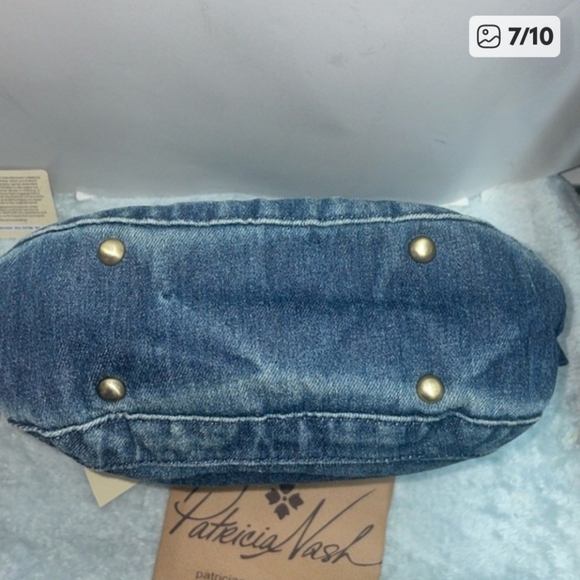 NWT Patricia Nash ‘Ossi’ Woven Denim Satchel - Picture 7 of 10